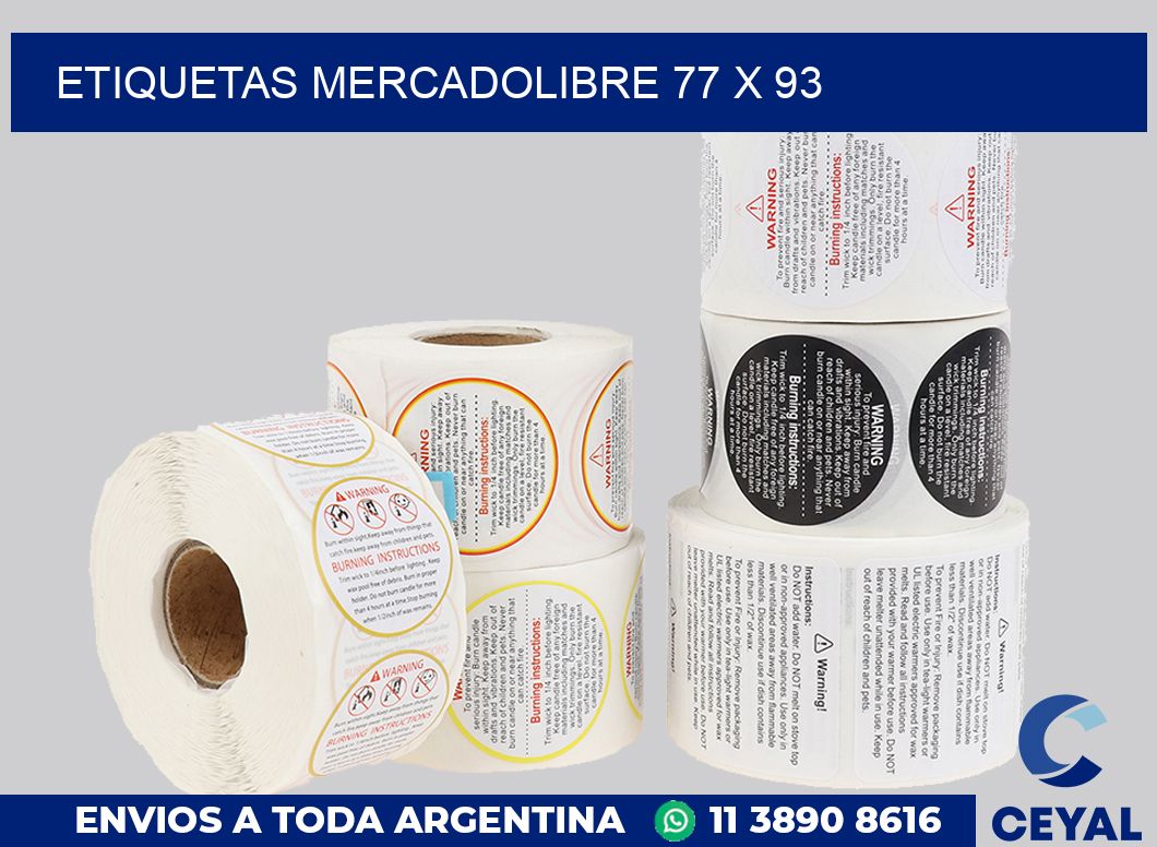 etiquetas mercadolibre 77 x 93