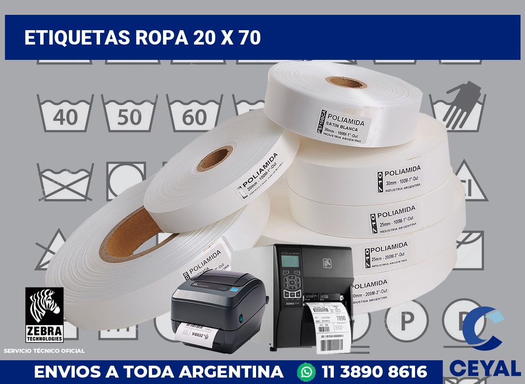 etiquetas ropa 20 x 70