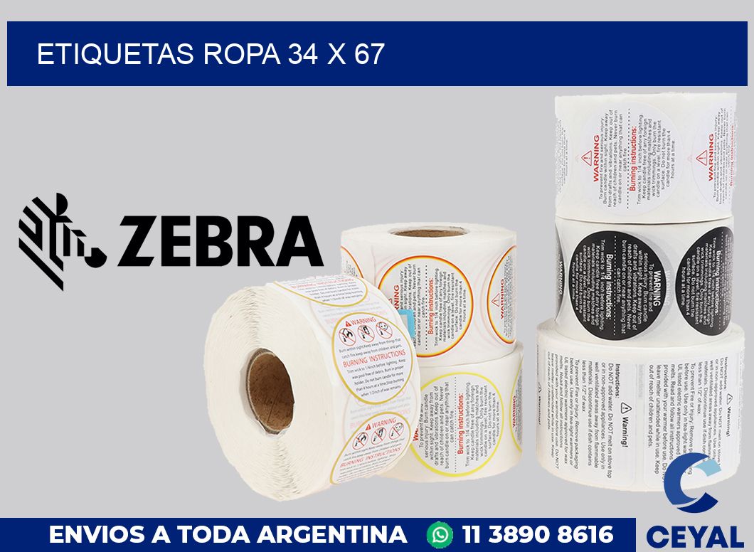 etiquetas ropa 34 x 67