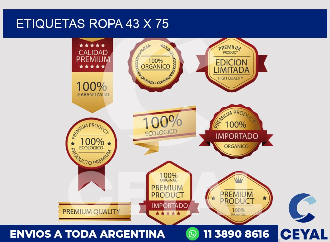 etiquetas ropa 43 x 75