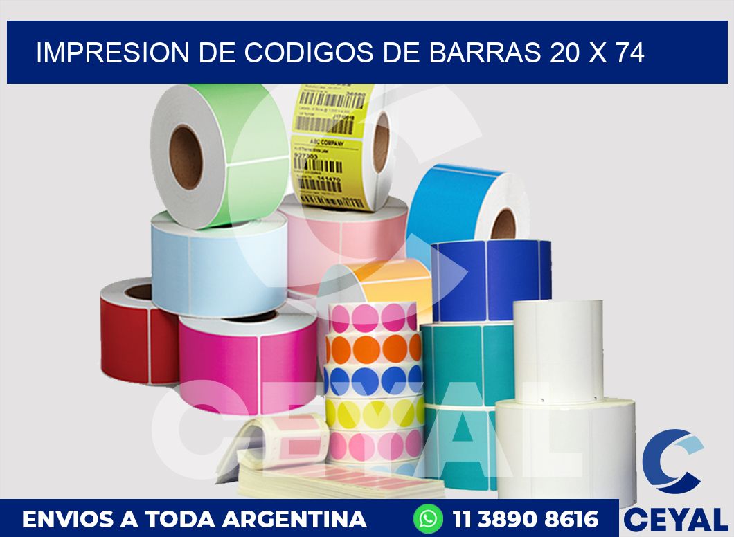 impresion de codigos de barras 20 x 74