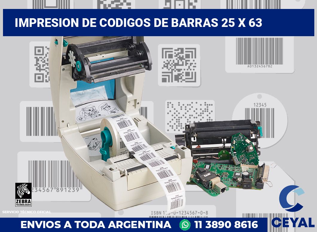 impresion de codigos de barras 25 x 63