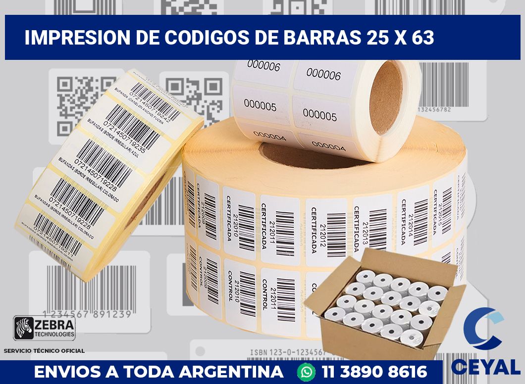impresion de codigos de barras 25 x 63