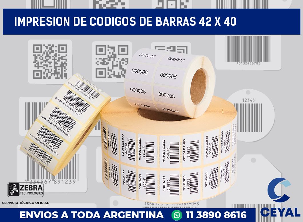 impresion de codigos de barras 42 x 40