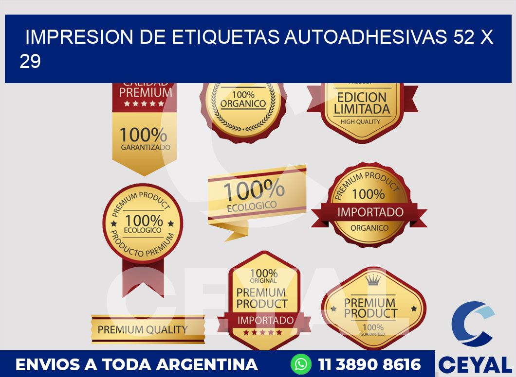 impresion de etiquetas autoadhesivas 52 x 29