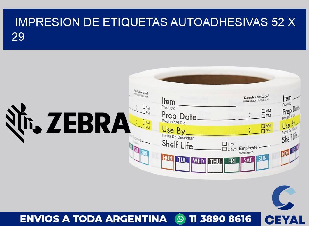 impresion de etiquetas autoadhesivas 52 x 29