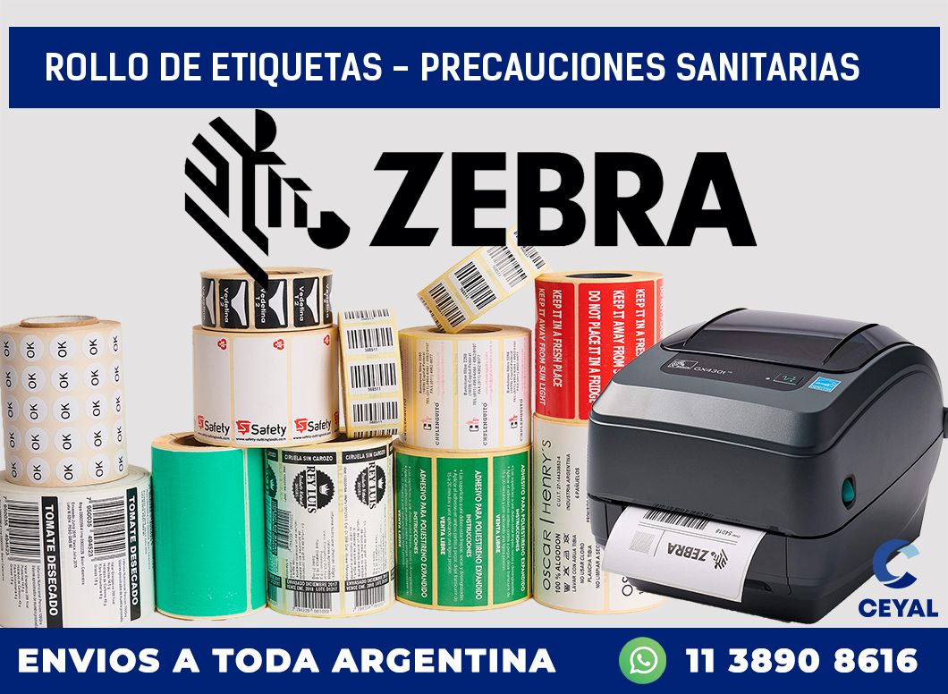 rollo de etiquetas – precauciones sanitarias