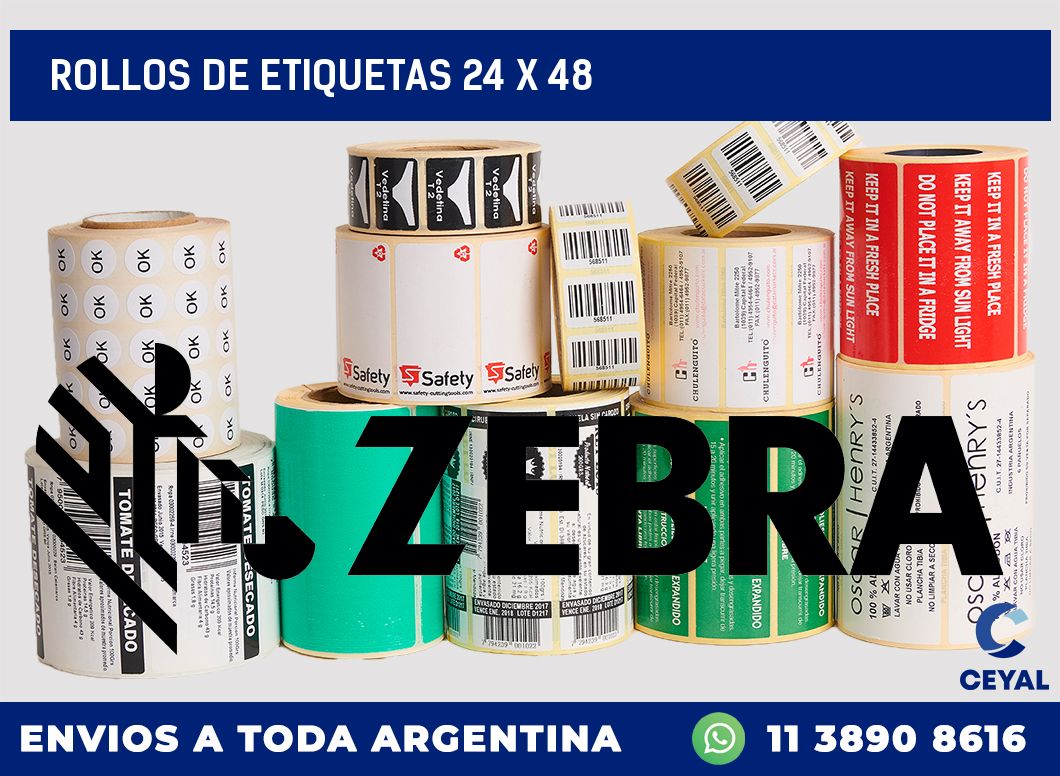 rollos de etiquetas 24 x 48
