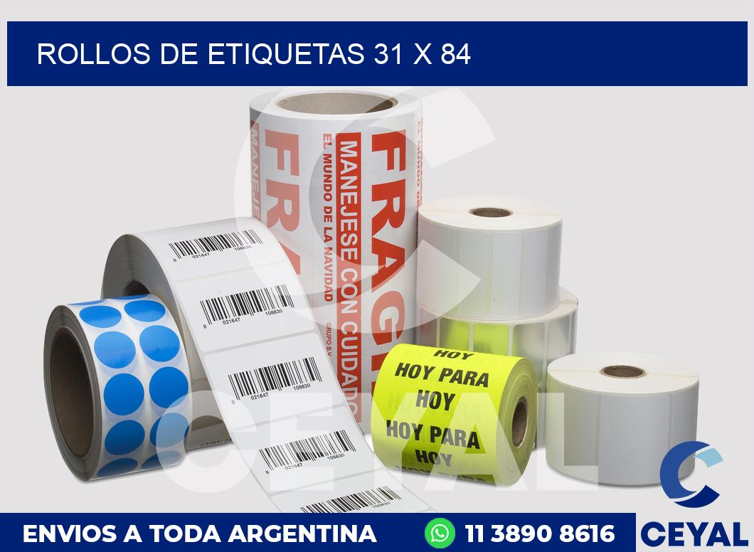 rollos de etiquetas 31 x 84