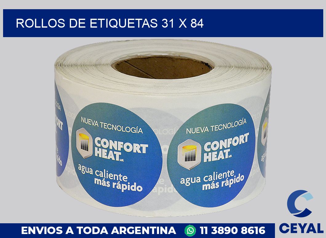 rollos de etiquetas 31 x 84