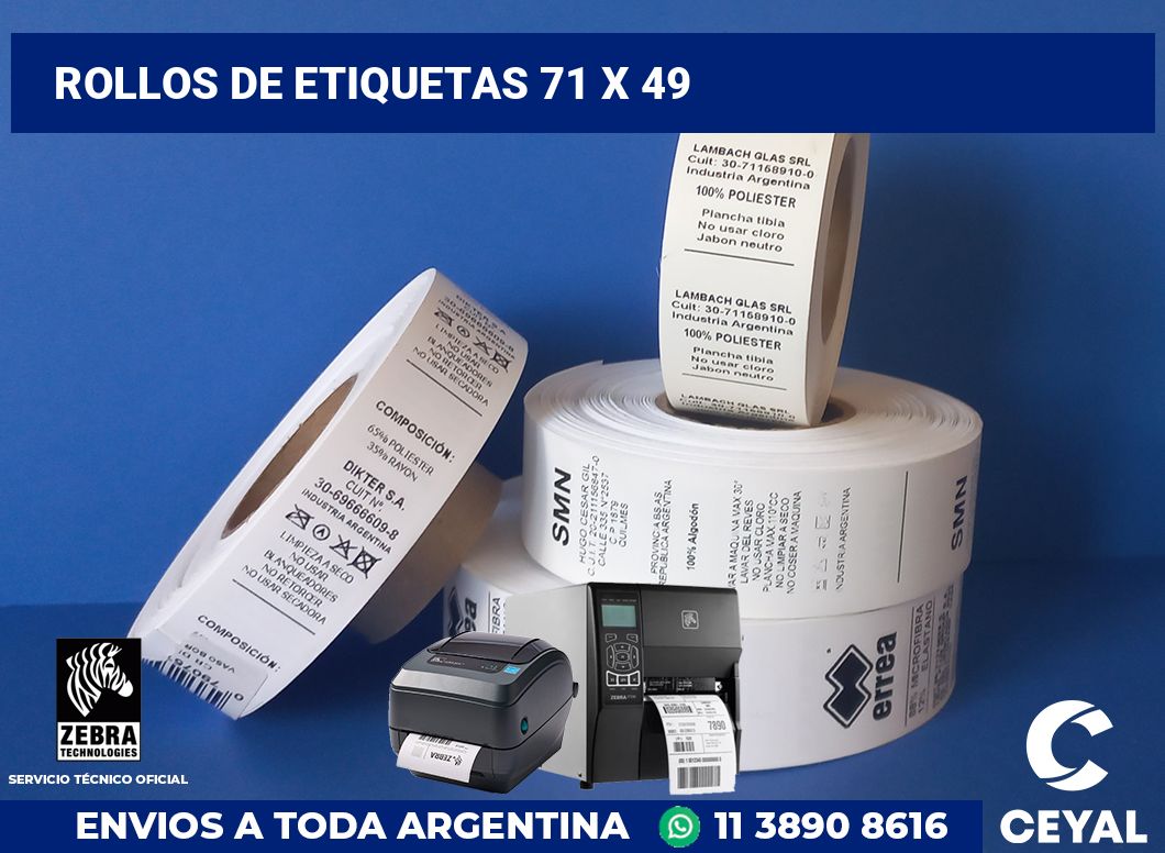 rollos de etiquetas 71 x 49