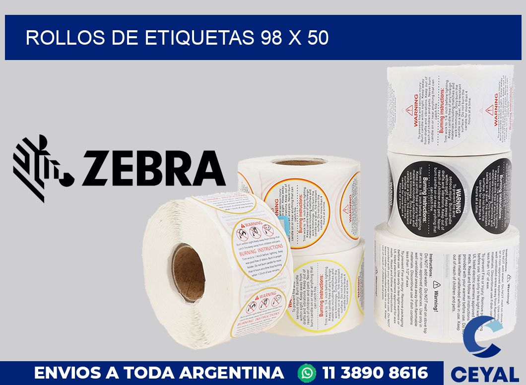 rollos de etiquetas 98 x 50