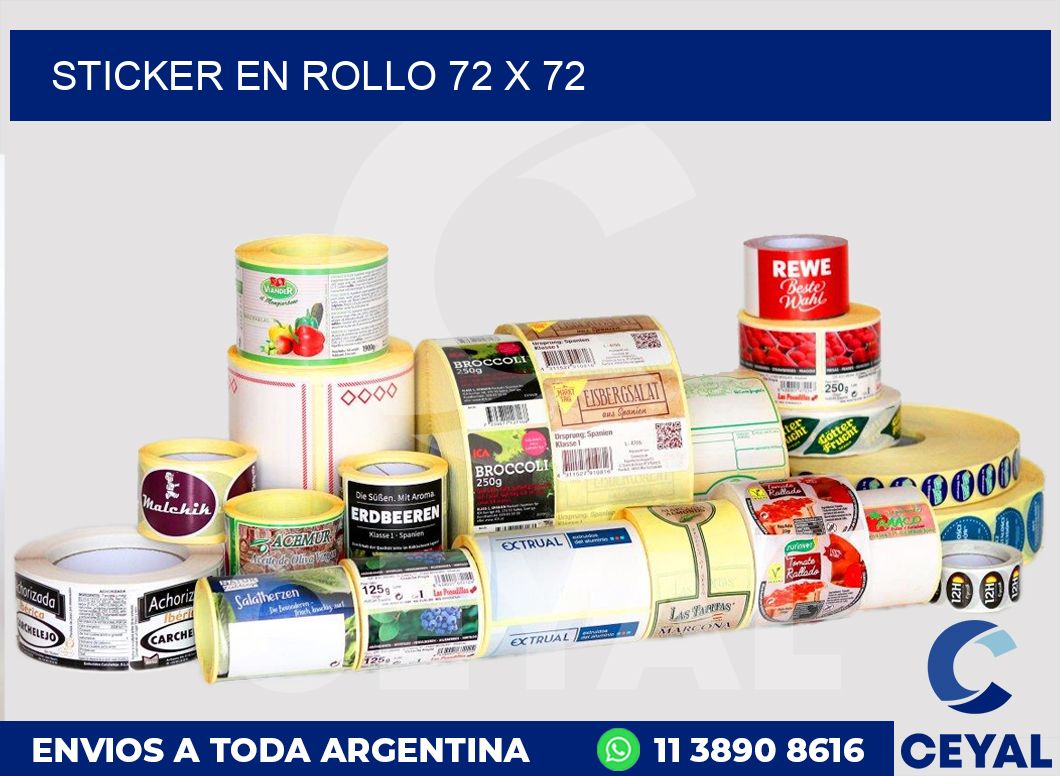 sticker en rollo 72 x 72