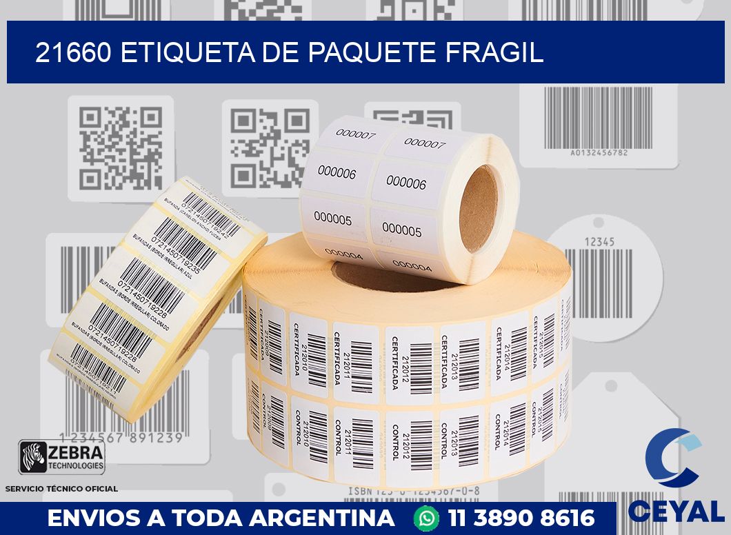 21660 Etiqueta de paquete fragil