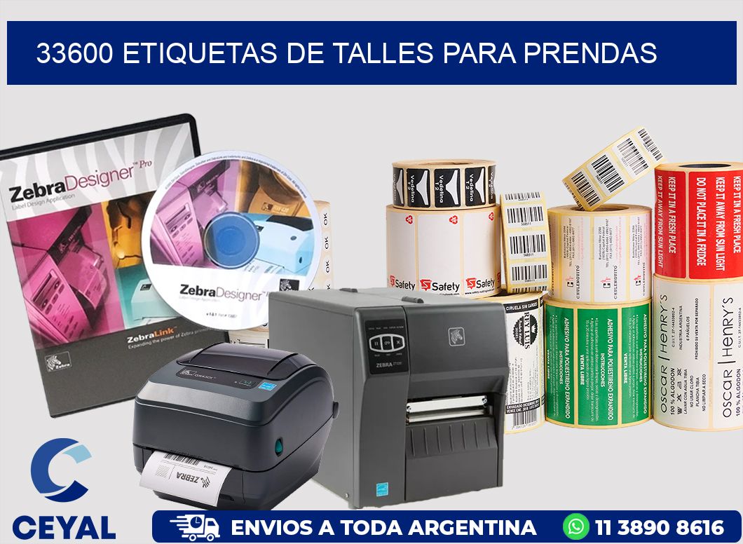 33600 Etiquetas de talles para Prendas
