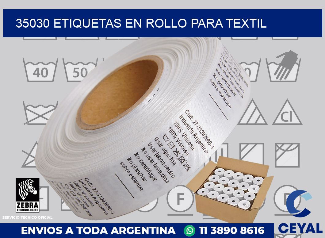 35030 etiquetas en rollo para textil