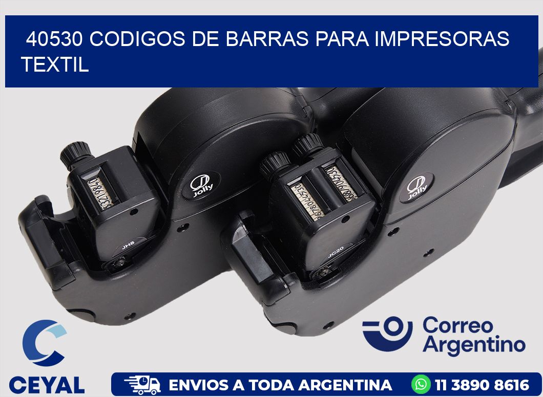 40530 codigos de barras para impresoras textil