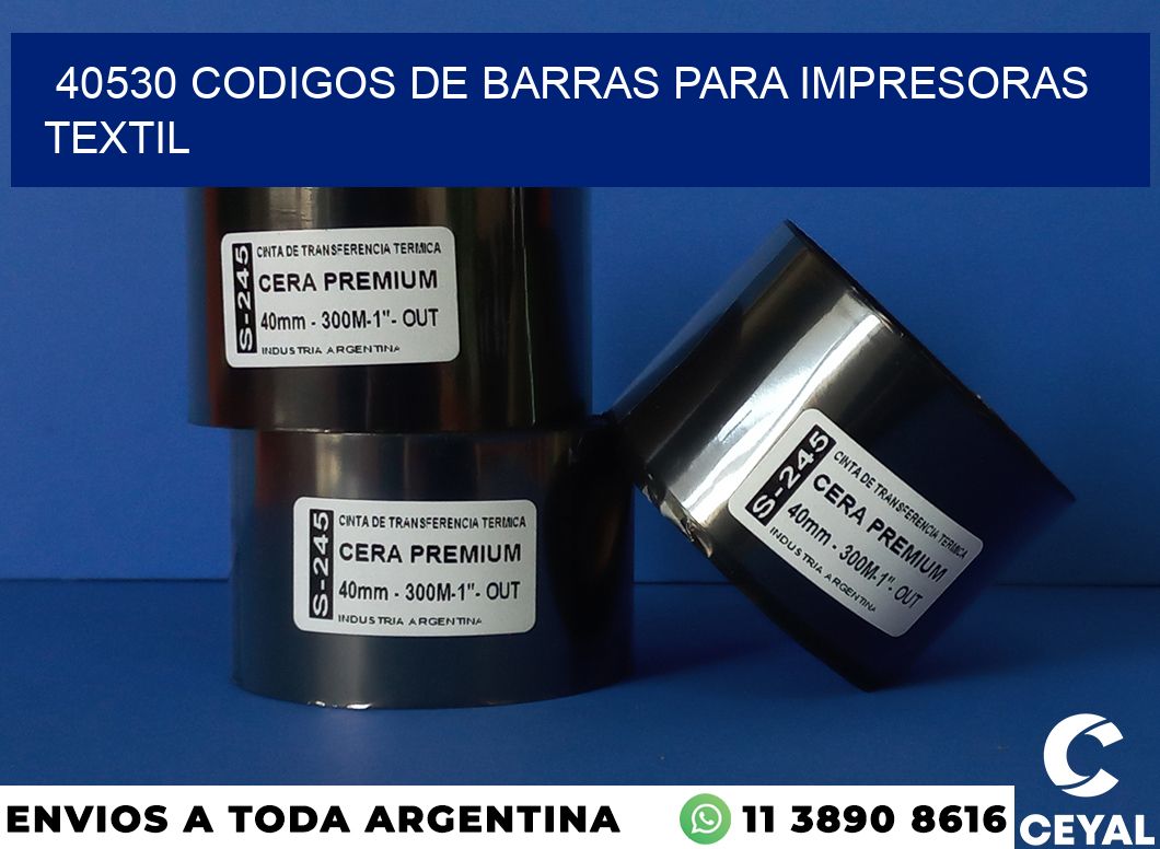 40530 codigos de barras para impresoras textil