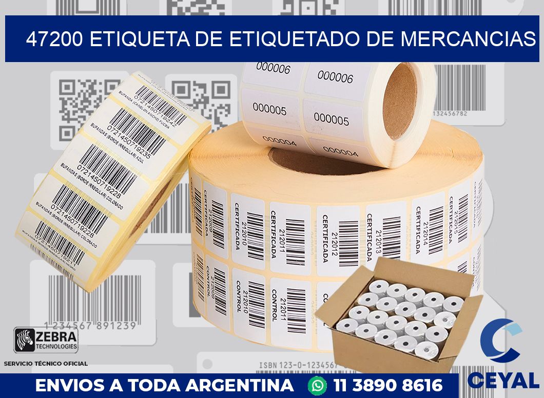 47200 Etiqueta de etiquetado de mercancias