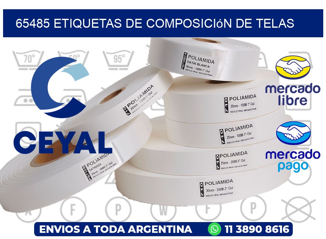 65485 Etiquetas de composición de Telas