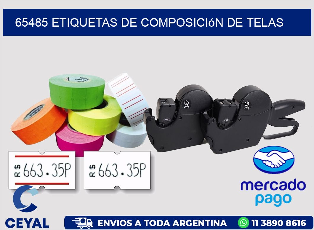 65485 Etiquetas de composición de Telas