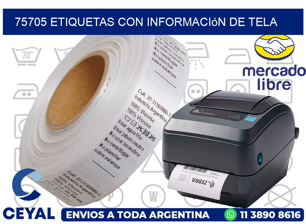 75705 Etiquetas con información de tela