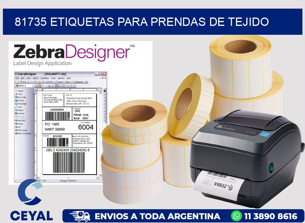 81735 Etiquetas para prendas de tejido