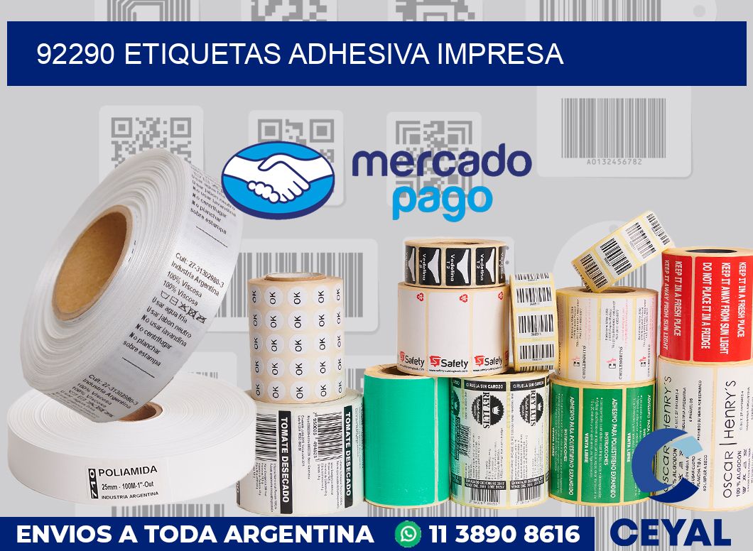 92290 etiquetas adhesiva impresa