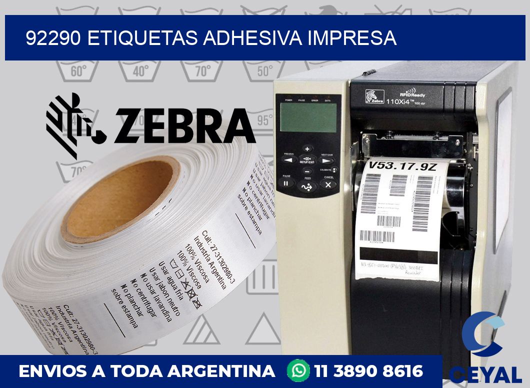 92290 etiquetas adhesiva impresa