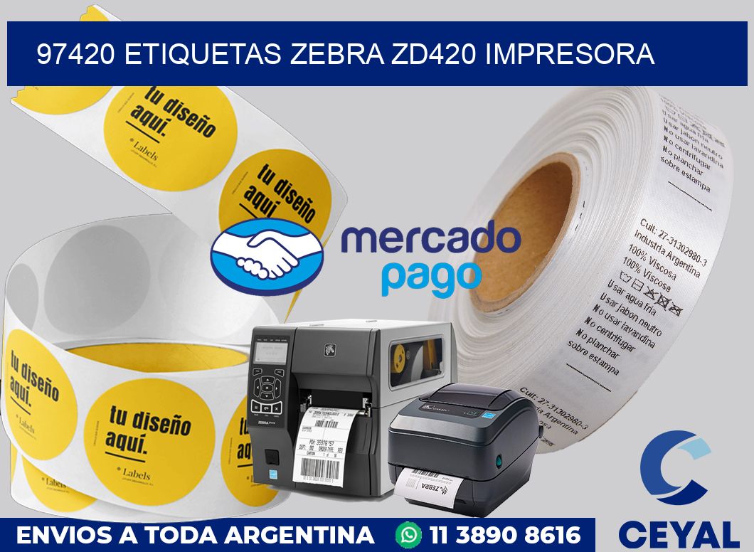 97420 etiquetas Zebra zd420 impresora