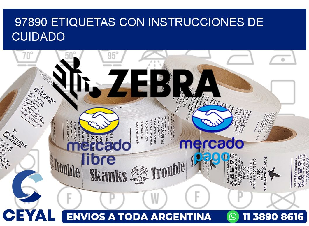 97890 Etiquetas con instrucciones de cuidado