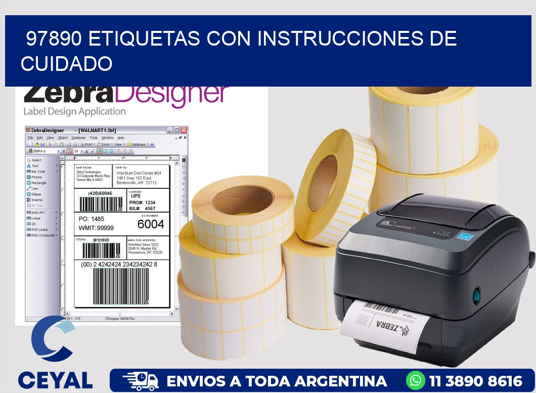 97890 Etiquetas con instrucciones de cuidado