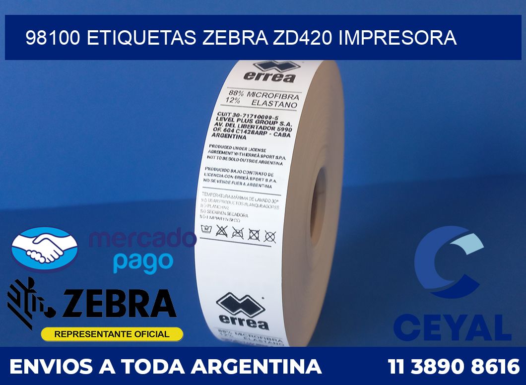 98100 etiquetas Zebra zd420 impresora