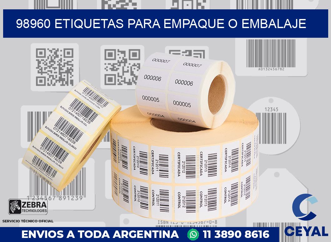 98960 Etiquetas para empaque o embalaje