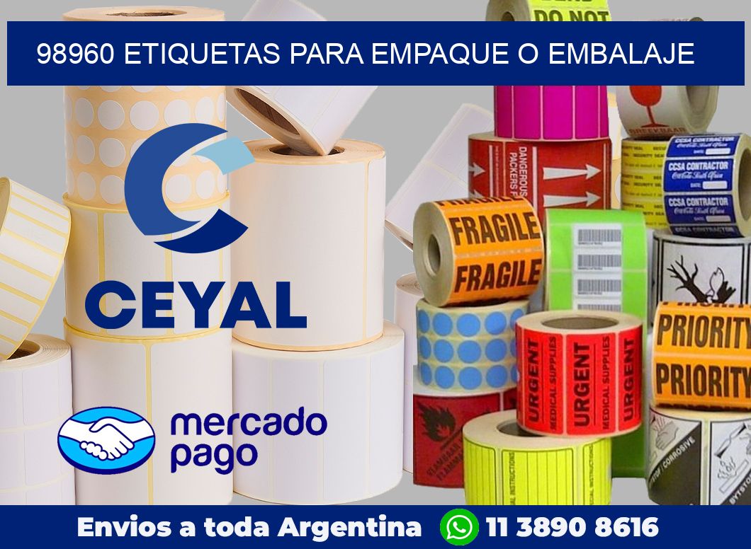 98960 Etiquetas para empaque o embalaje