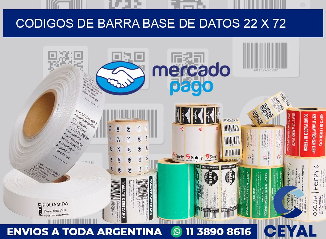 Codigos de barra base de datos 22 x 72