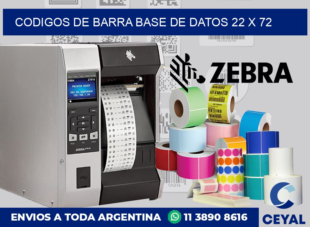 Codigos de barra base de datos 22 x 72
