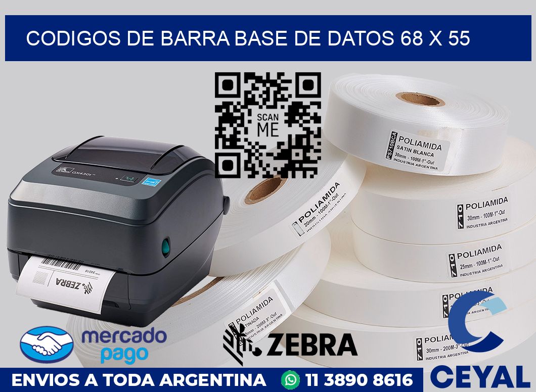 Codigos de barra base de datos 68 x 55