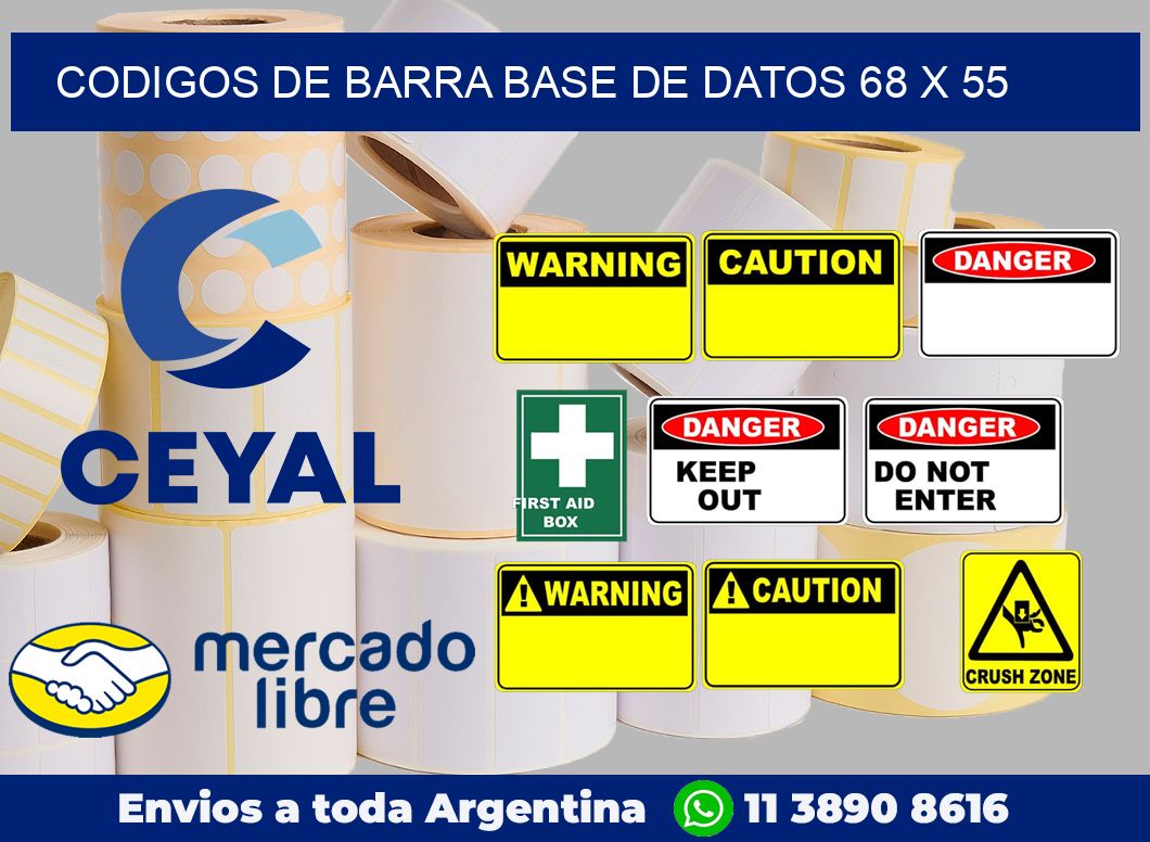 Codigos de barra base de datos 68 x 55