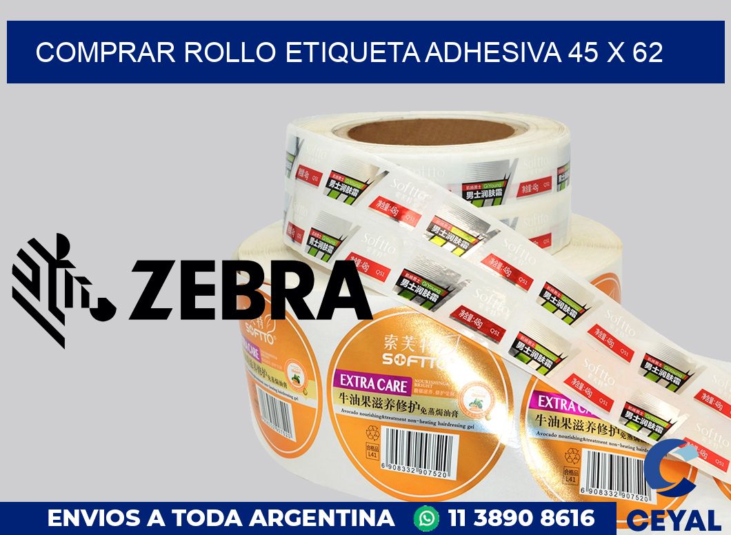 Comprar rollo etiqueta adhesiva 45 x 62