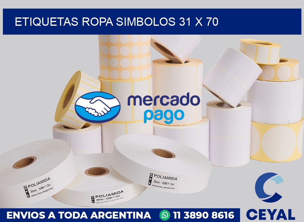 Etiquetas ropa simbolos 31 x 70