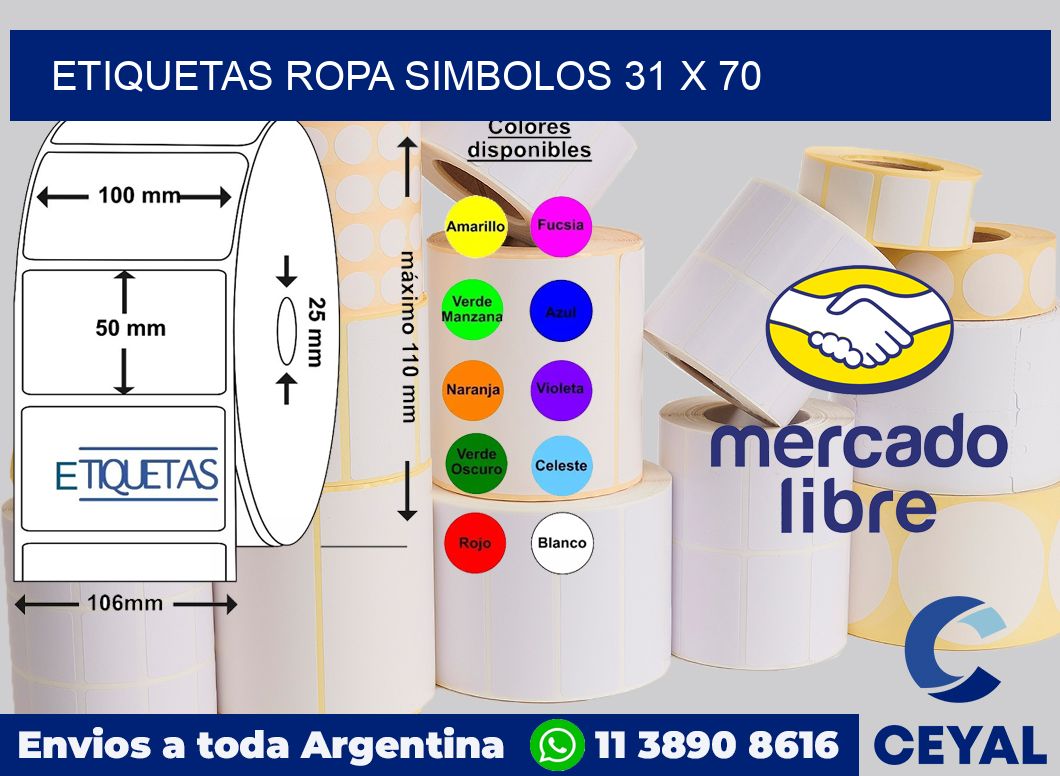 Etiquetas ropa simbolos 31 x 70