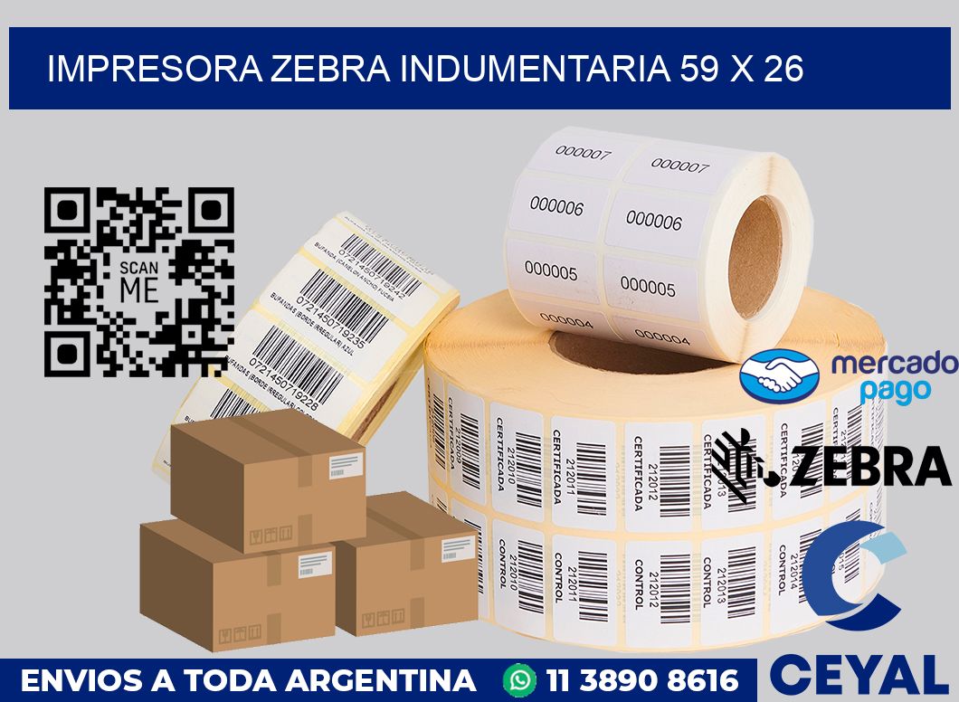 Impresora Zebra indumentaria 59 x 26
