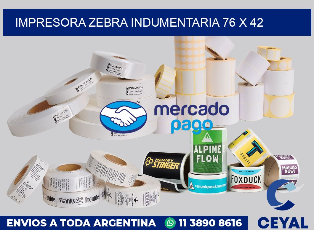 Impresora Zebra indumentaria 76 x 42