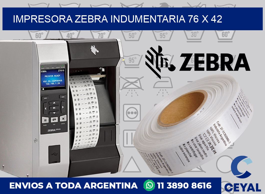Impresora Zebra indumentaria 76 x 42