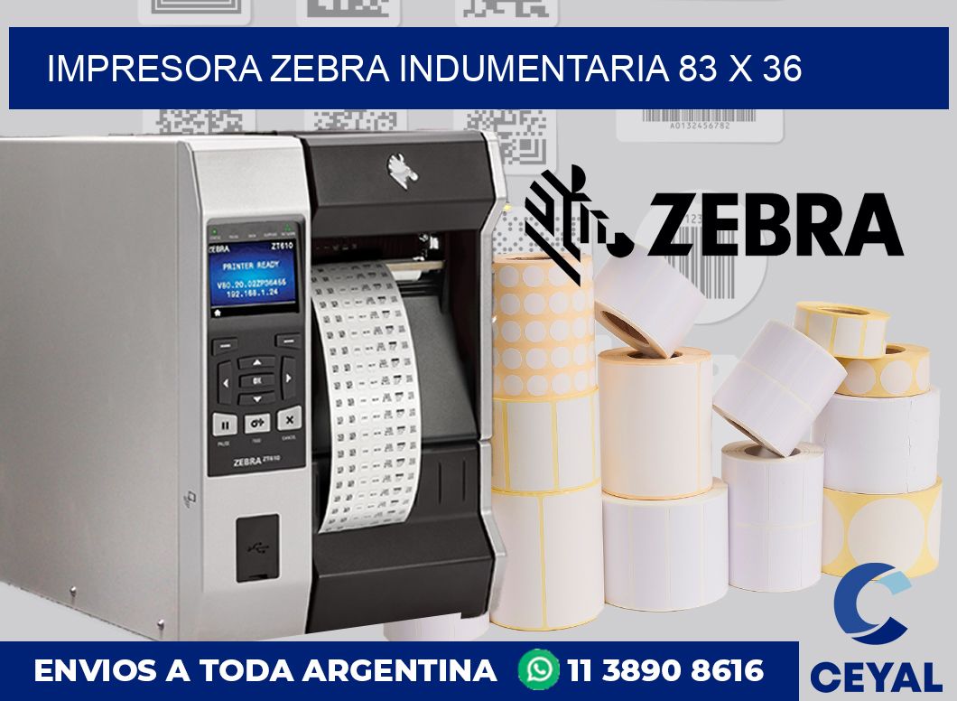 Impresora Zebra indumentaria 83 x 36
