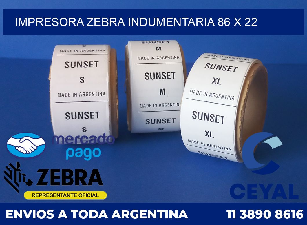 Impresora Zebra indumentaria 86 x 22