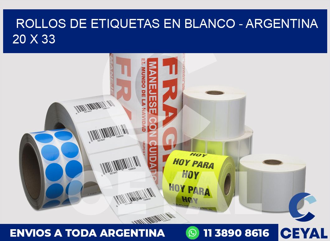 Rollos de etiquetas en blanco - Argentina 20 x 33