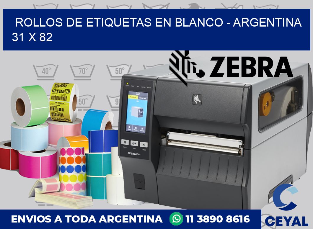 Rollos de etiquetas en blanco – Argentina 31 x 82