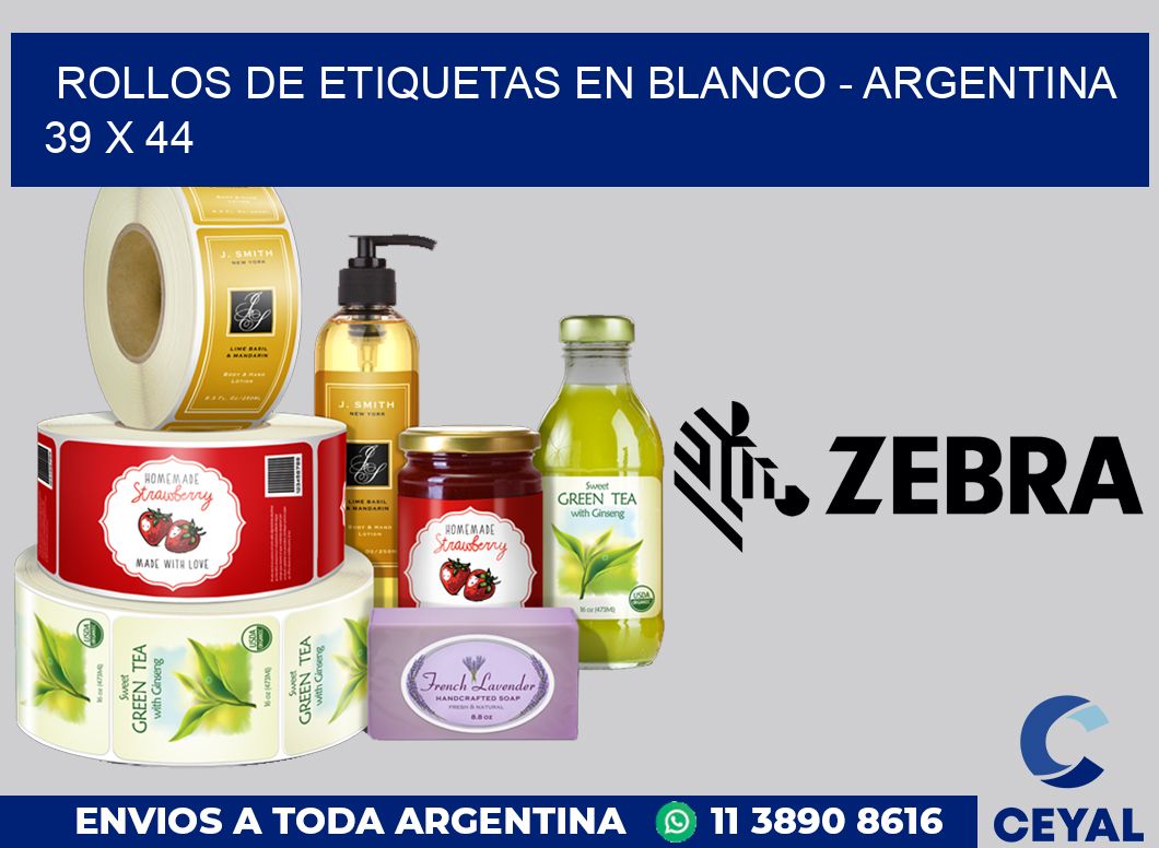 Rollos de etiquetas en blanco - Argentina 39 x 44